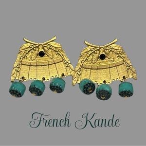 French Kande Gold Plated & Turquoise Chateau Earrings (EUC)